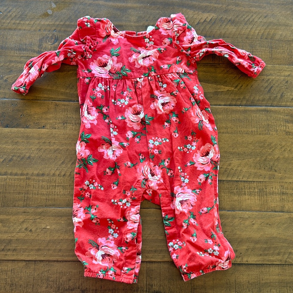 Baby GAP 3-6 month red floral romper